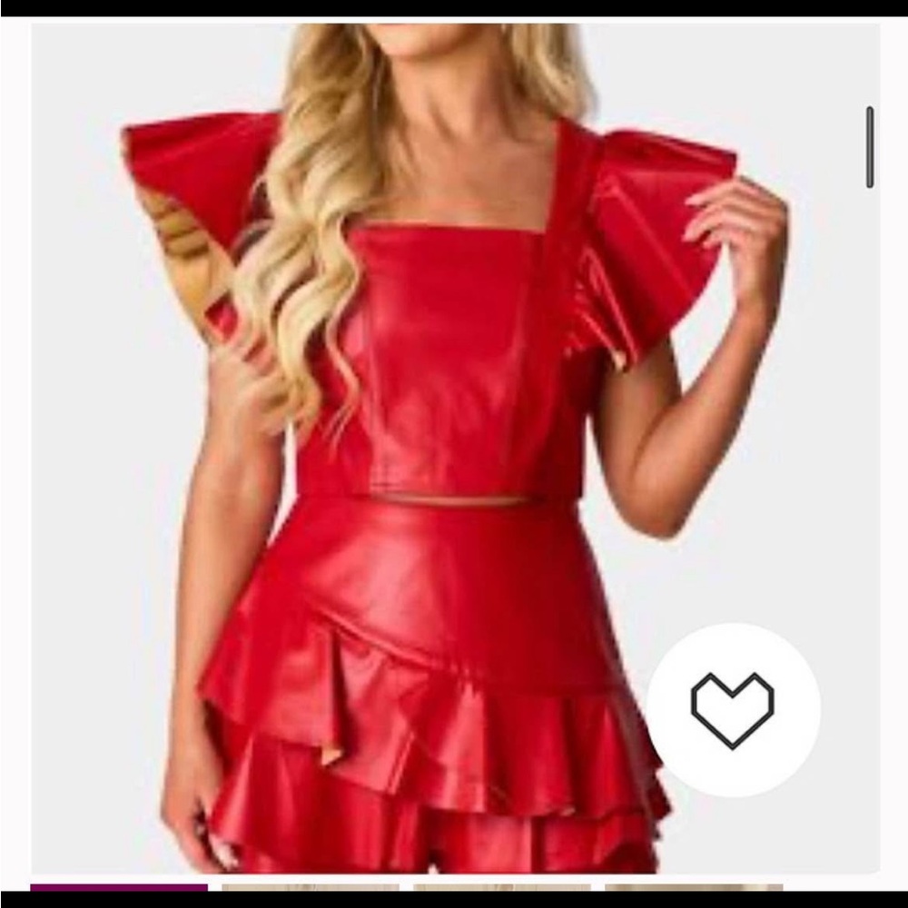 Buddy Love Red Ruffle Sleeve Blouse